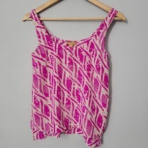 Meskita Pink Patterned 100% Silk Sleeveless Blouse